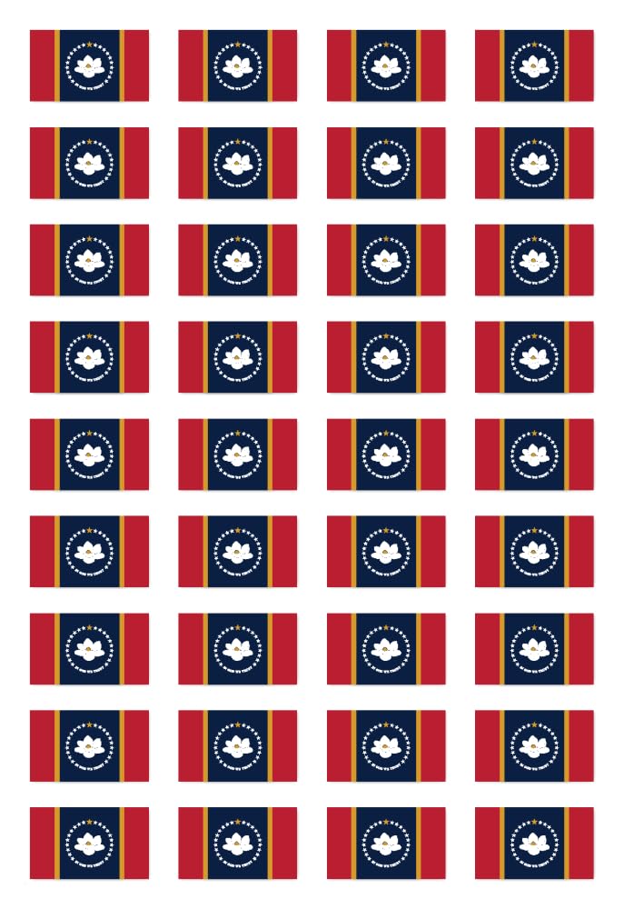 Pegatinas de 25 x 15 mm, 36 unidades, diseño de bandera de Estados Unidos de América, estado de Mississippi, para coche, ordenador portátil y más