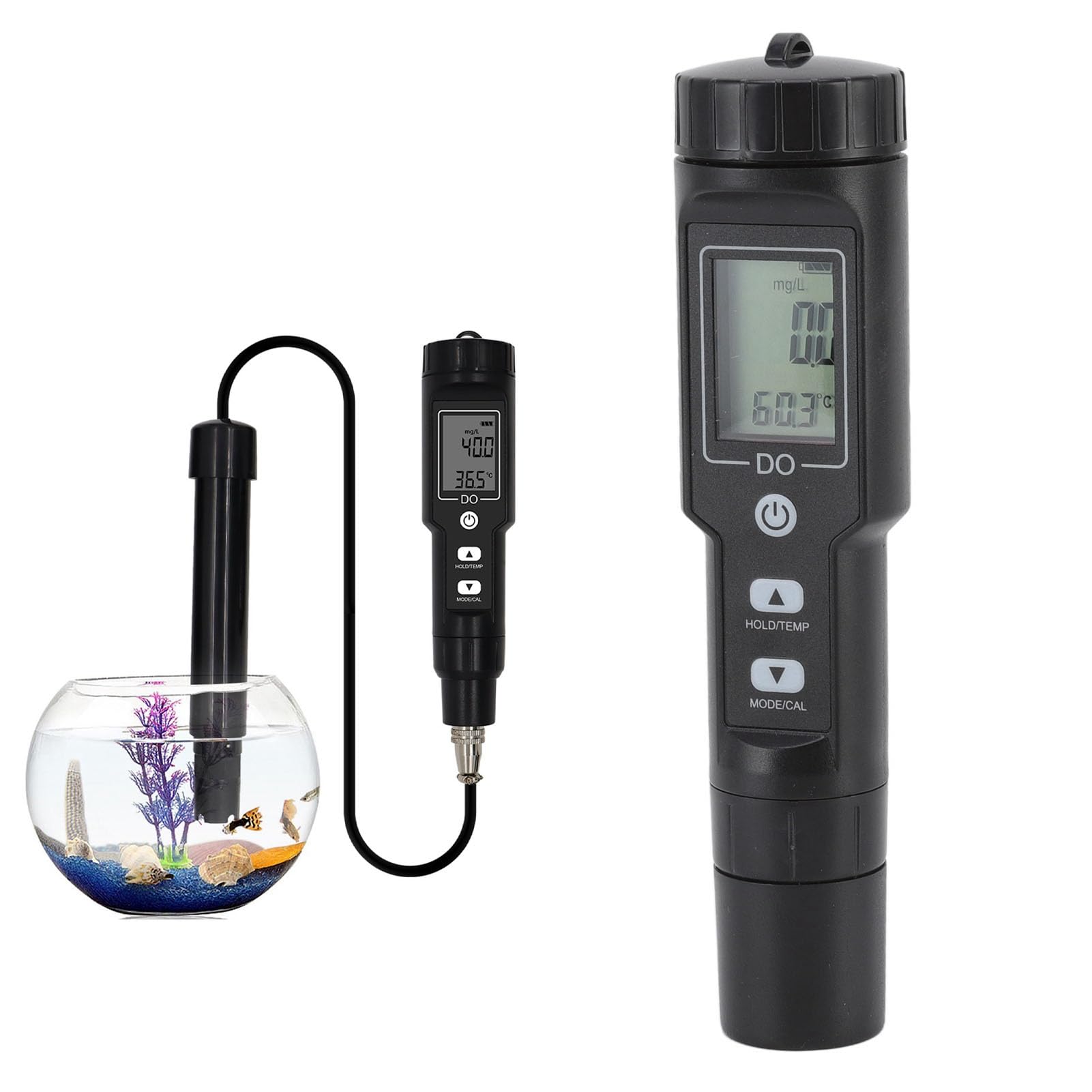 Medidor de oxígeno disuelto, sondeo desmontable Pantalla de pantalla digital Sensor de oxígeno disuelto, kit de prueba de oxígeno disuelto digital para la investigación del (Sin