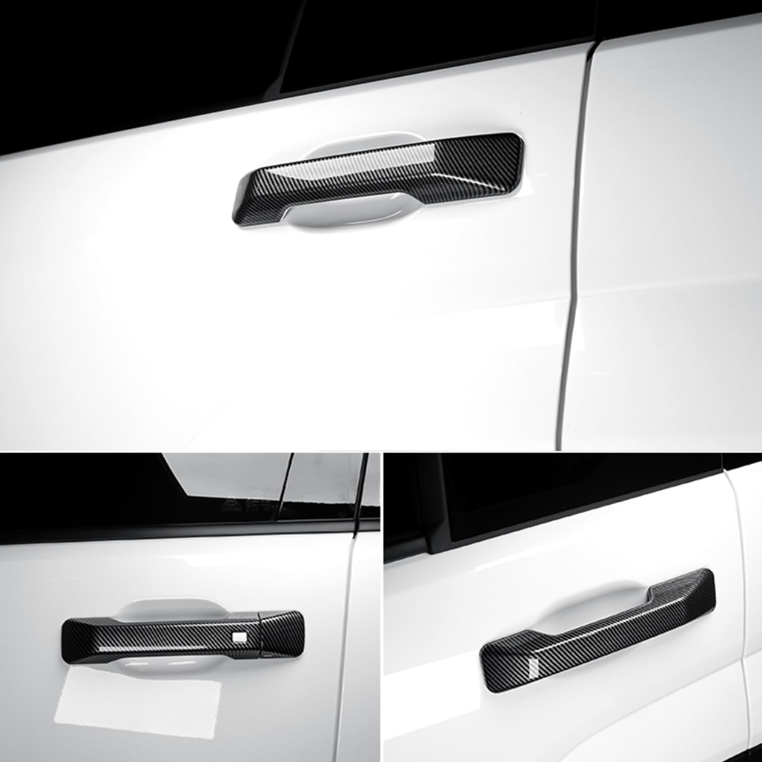 for Hyundai Santa Fe 2023-2025 Carbon Fiber Black Side Door Handle Cover Trim 5pcs Car Accessories