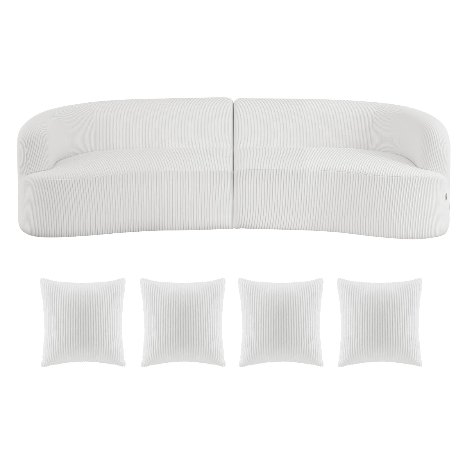 VEVOR Canapé modulaire incurvé 2840 mm, canapé sectionnel moderne avec 4 coussins, sofa de salon surdimensionné en velours côtelé avec assise large et profonde pour chambre, appartement, bureau, blanc