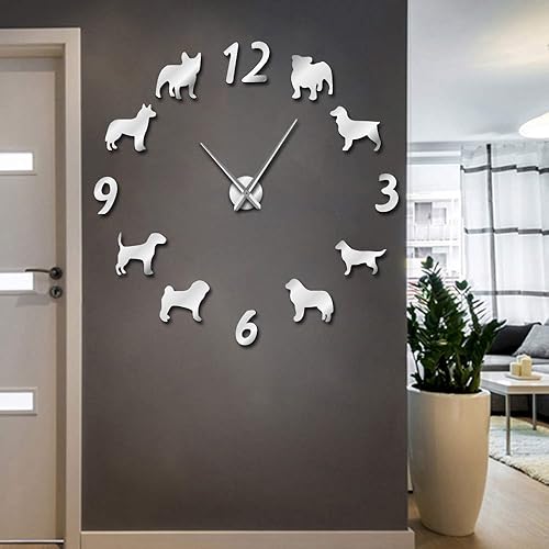 Miniatura 6 de The Geeky Days Reloj de pared grande de diferentes razas de perros, amantes de los perros, dueños de mascotas, decoración del hogar, reloj de pared