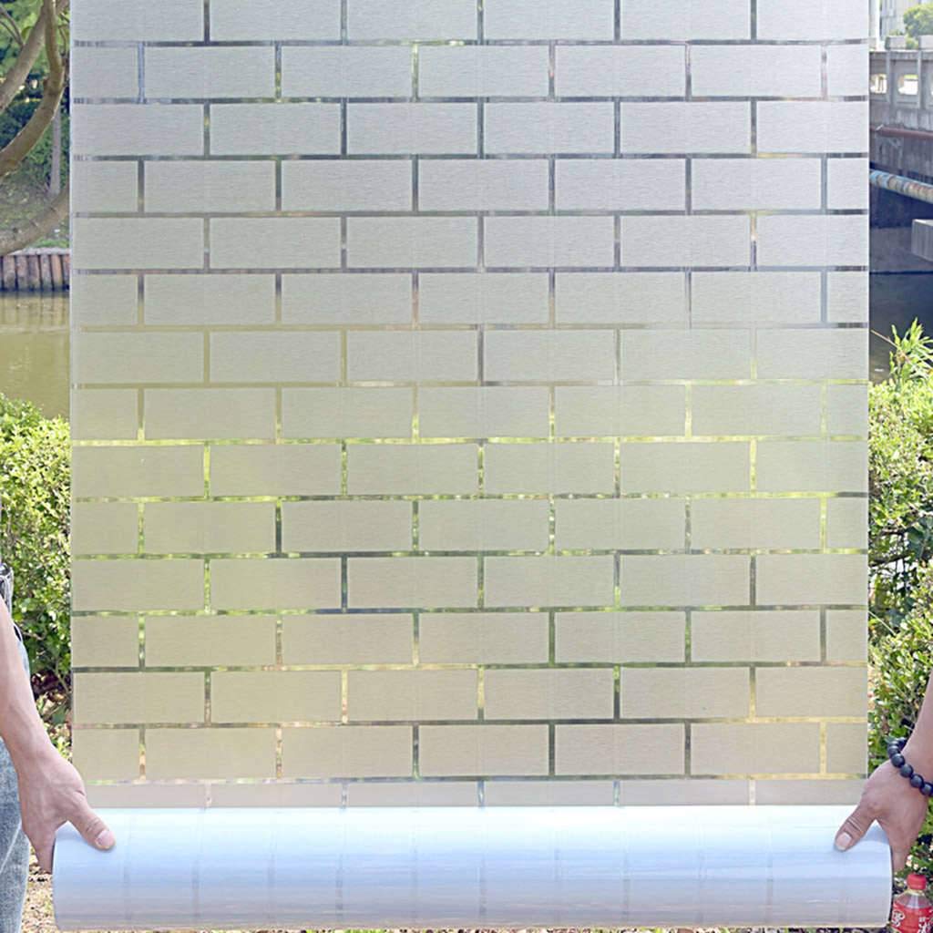 Window Film Privacy Non-Adhesive Static Cling Opaque Window Clings Kitchen Bathroom Living Room Bedroom Self Adhesive Anti UV Window Decals Decorative Frosted Window Stickers-90x100cm(35x39inch)-A