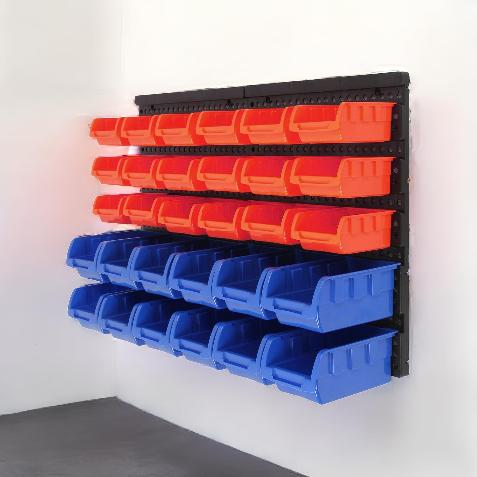 KCT 32 Pcs Wall Mount Storage Board Organiser Garage DIY Bin Panel Rack