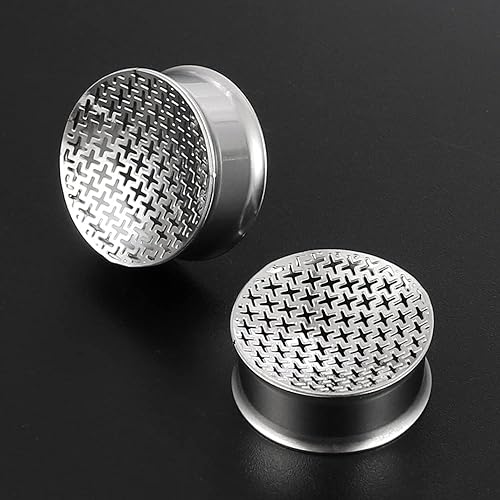 Miniatura 3 de LADEMAYH 2 Pcs Hypoallergenic Surgical Stainless Steel Ear Plugs Tunnels Gauges for Women & Men, Spider WebCrossFlower of Life Design, PunkGothic
