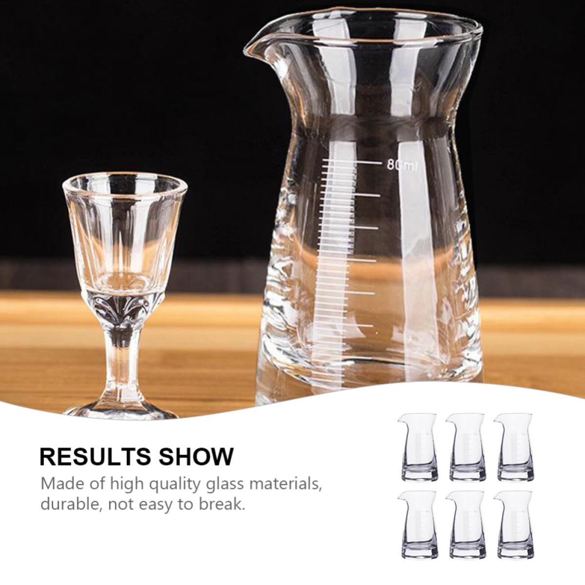 Didiseaon Set 6 Pezzi Misurini per Cocktail in Vetro da 80ml Graduazione, Misurazione Accurata e Resistente, per Casa e Feste