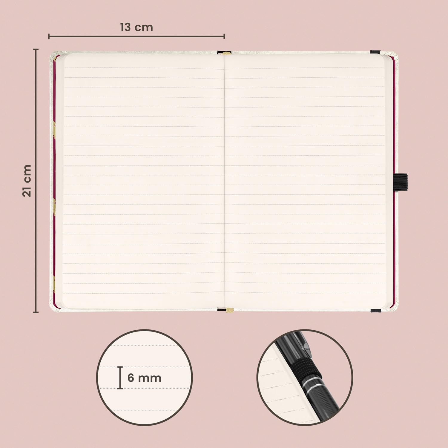 NOTIQUE Notebook Lined with Elastic Band, 13 x 21 cm, Approx. A5, Designer Hardcover Notebook, Notepad, Journal, Diary for Adults, Women (Harry Potter) - Image 2