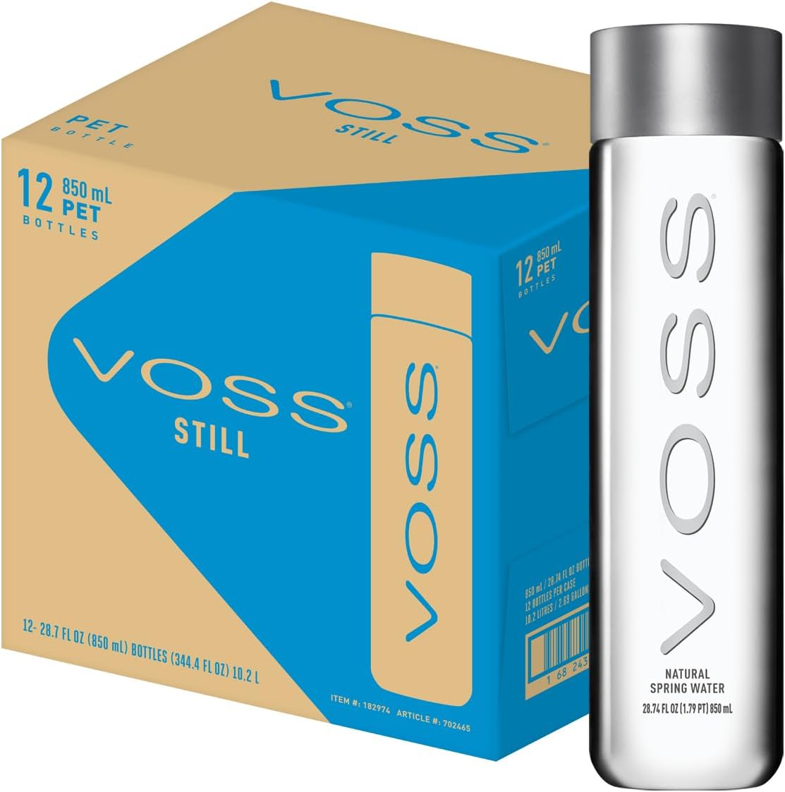 VOSS Premium Still Bottled Natural Water - BPA-Free - High Grade PET - Recyclable Plastic Bottles - Pure Drinking Water with Unique & Iconic Bottle Design - 12 Pack