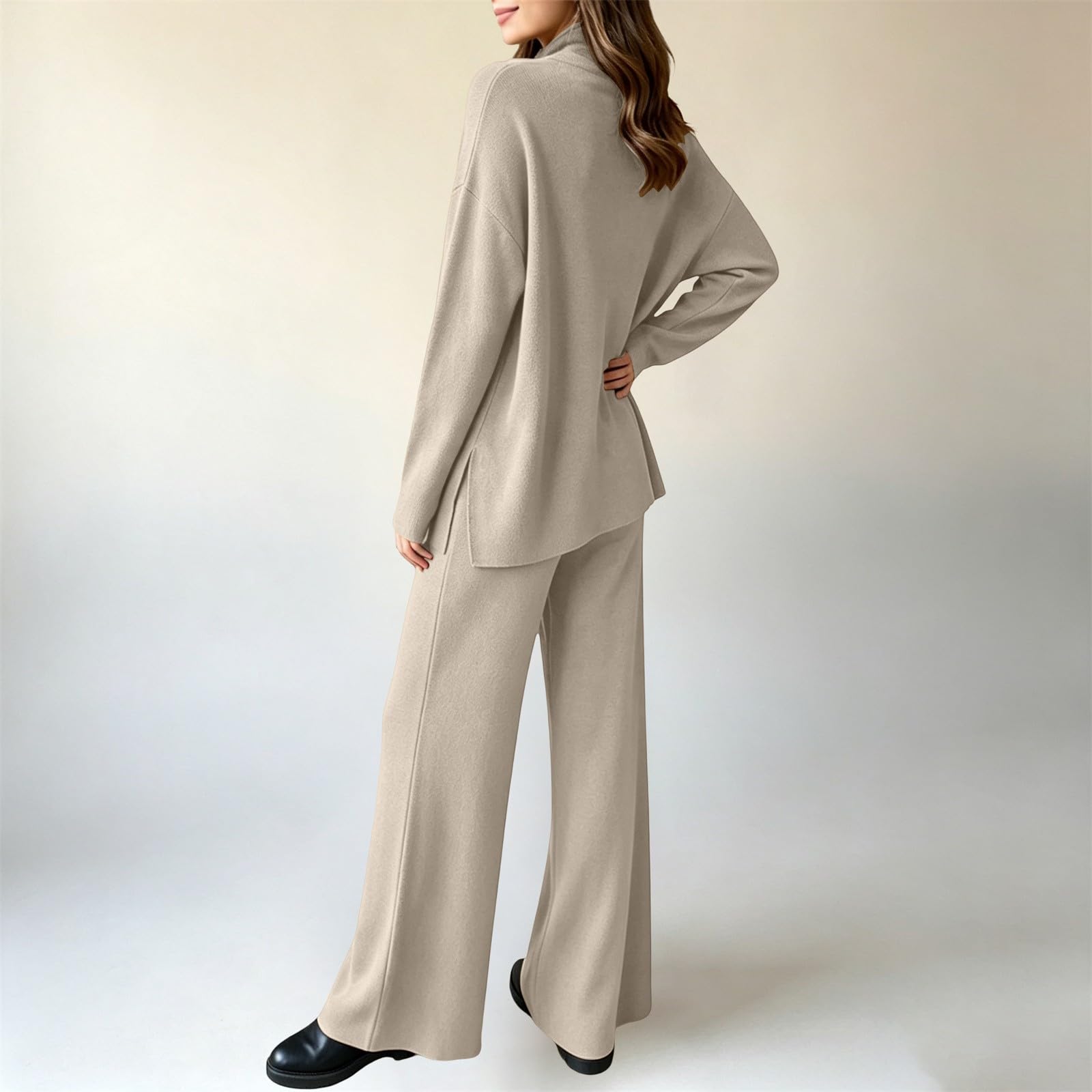 Tuta Elegante Donna Invernale Completi Lavorati Due Pezzi Comode Loungewear