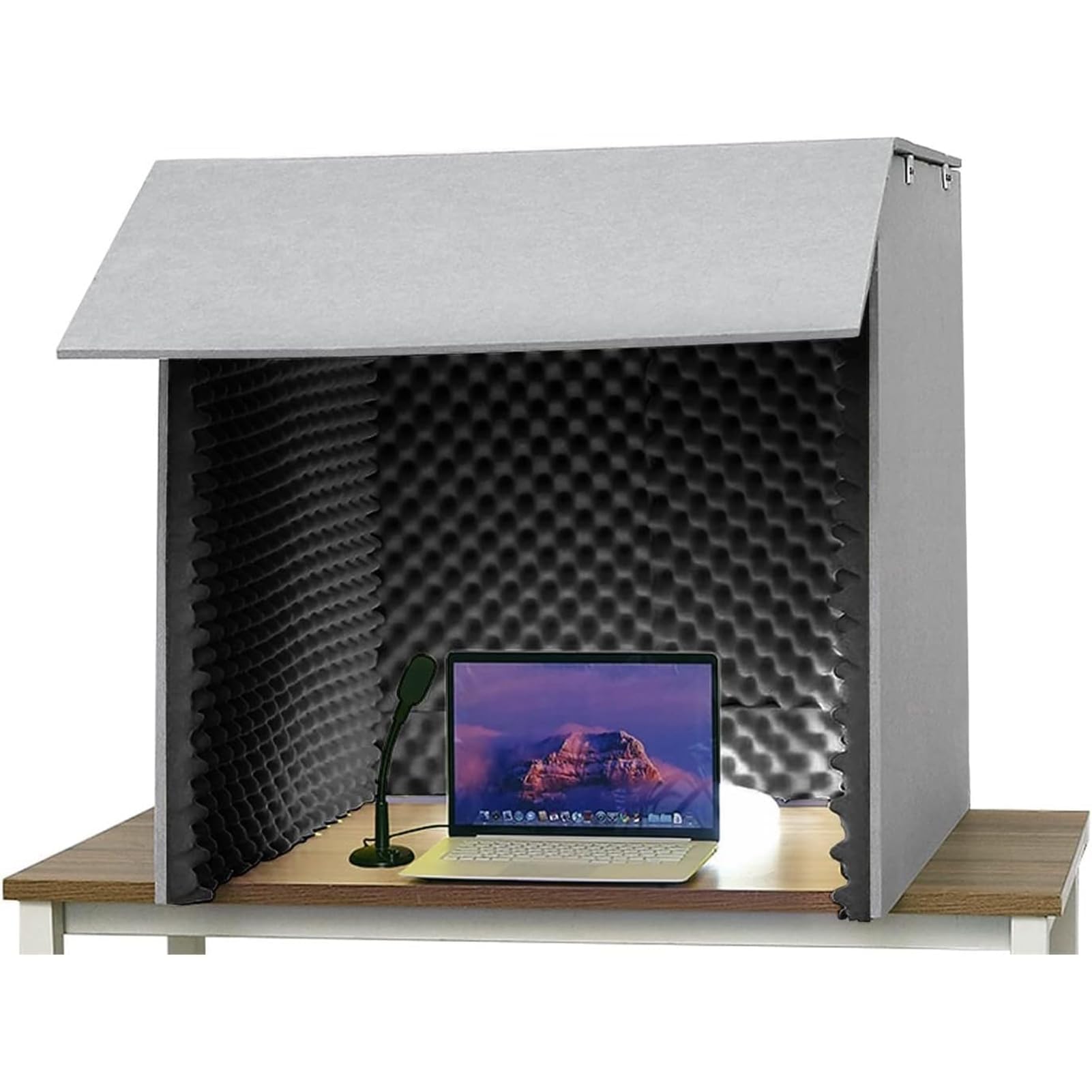 Cabina vocal portátil, cabina de aislamiento, cabina de sonido, cubierta insonorizada de escritorio, escudo absorbente de sonido vocal, espuma absorbente de alta densidad para filtrar el negro