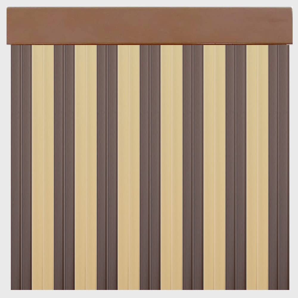 Cortinas Exterior Puerta de Tiras Beige y Marrón | Material Plástico PVC y Barra Aluminio | Ideal para Terraza, Jardín, etc | Anti moscas (ANCHO 100cm X 220cm LARGO)