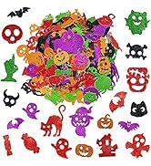 Large Halloween Glitter Foam Craft Stickers Self Adhesive Pumpkin Shape Stickers for Kids Party H...