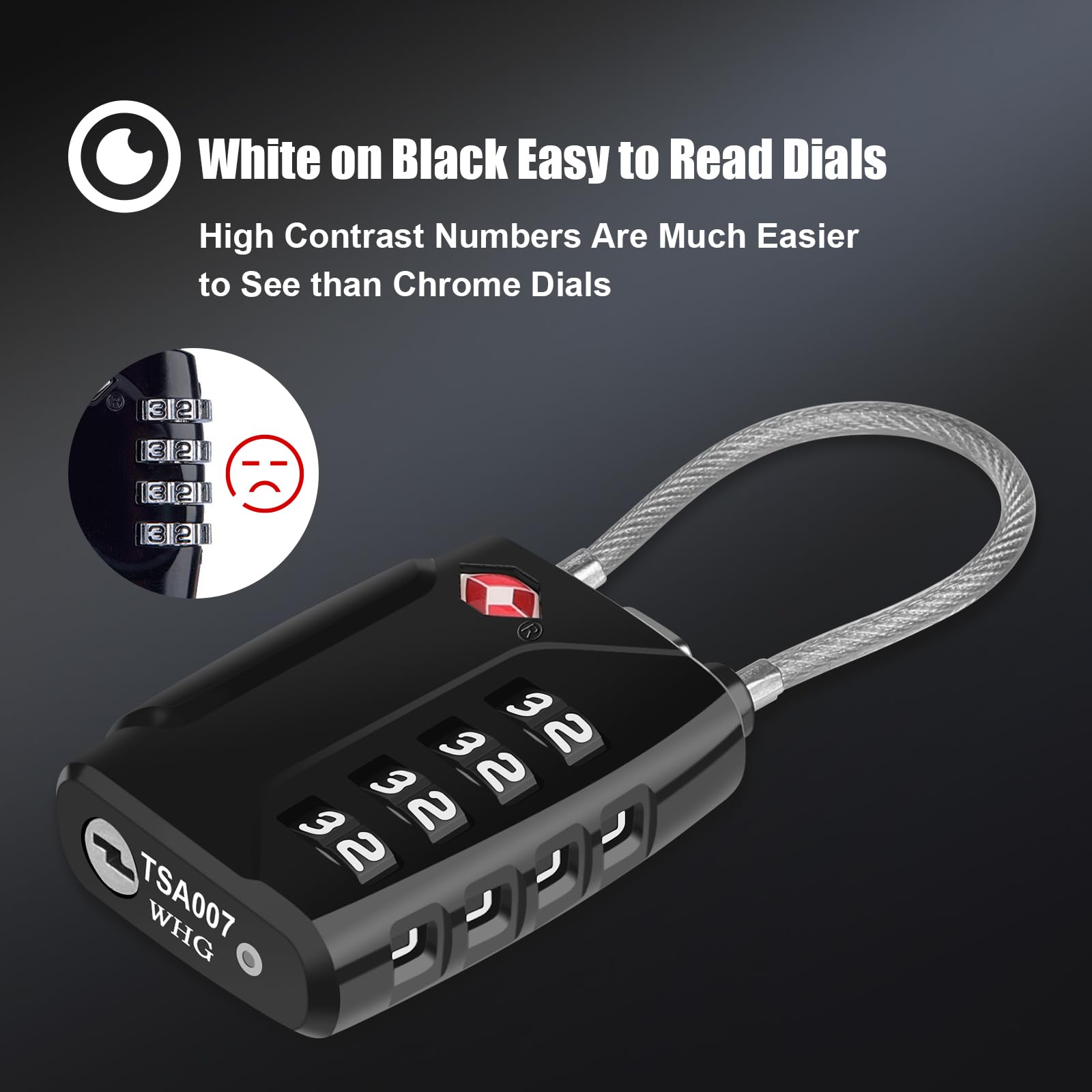 TSA Luggage Locks, [Upgrade Version][2 Pack] TSA Approved Suitcase Lock  4-Digit Re-settable Combination Lock, Cable Backpack Locks, Code Lock