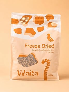 Complete Duck Recipe Freeze-Dried Complete Cat Food Treats Toppers 1.2kg, Hypoallergenic No Grain; Freeze Dried to Protect Nutrition and Rich Protein, Easy Digestion for Cats