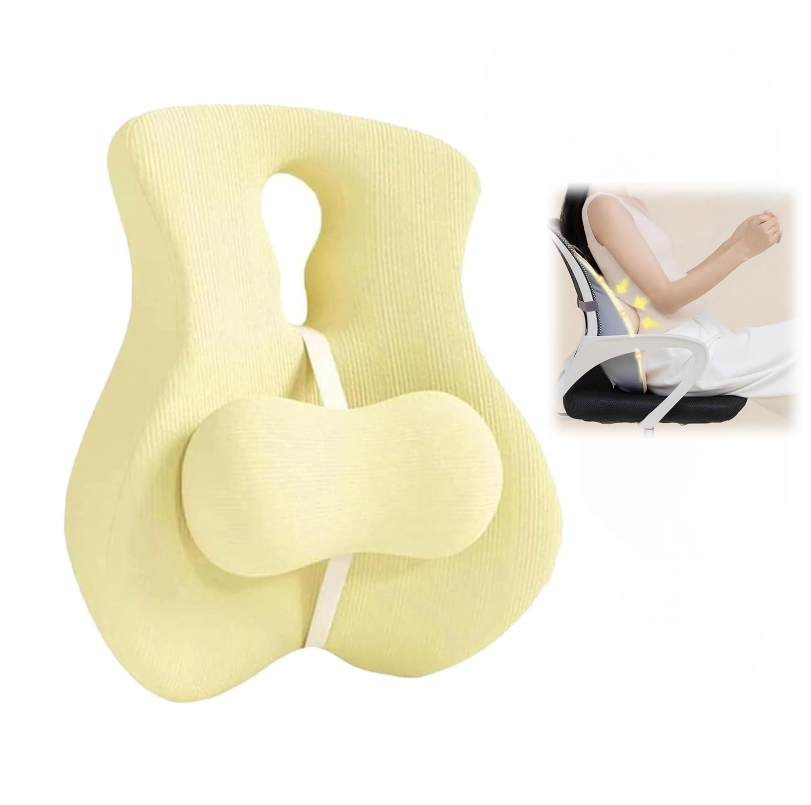 Cuscino di supporto lombare, cuscino ortopedico per sedile lombare, cuscino ergonomico in memory foam per sedia da ufficio, con cursore regolabile, per sedia da ufficio e computer