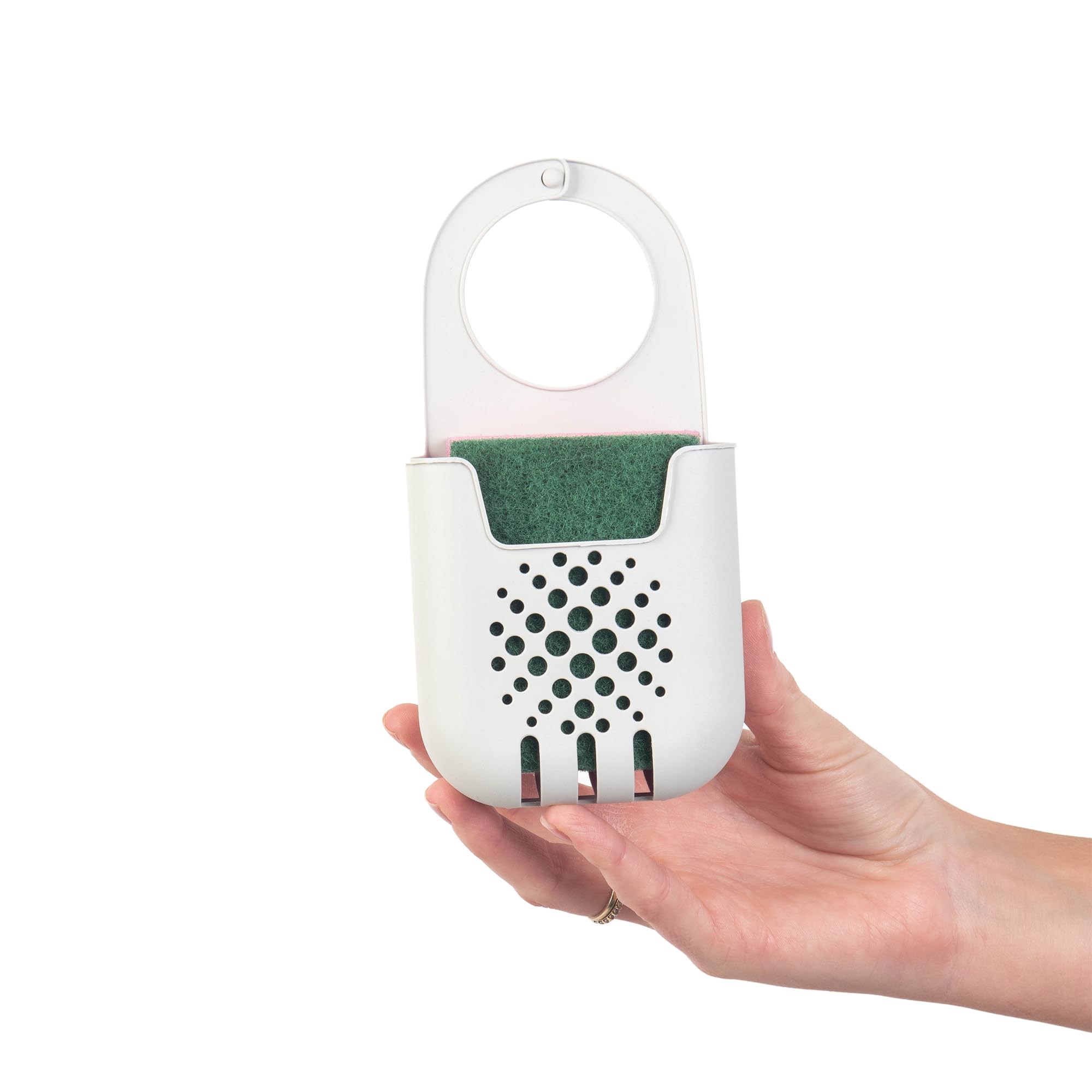 KADAX Sponshouder, afdruiprek voor afwasspons, hangmand voor het opbergen van sponzen, kraanrek, keukenorganizer (wit