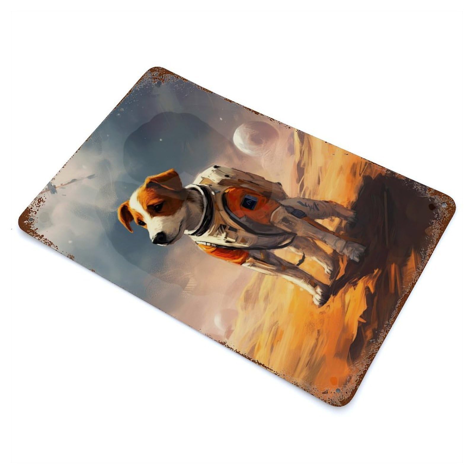 Jack Russell Terrier Mars Rusty Metal Tin Sign 11.8"x7.9", Ideal for Patio, Garden Room And Bar Decor