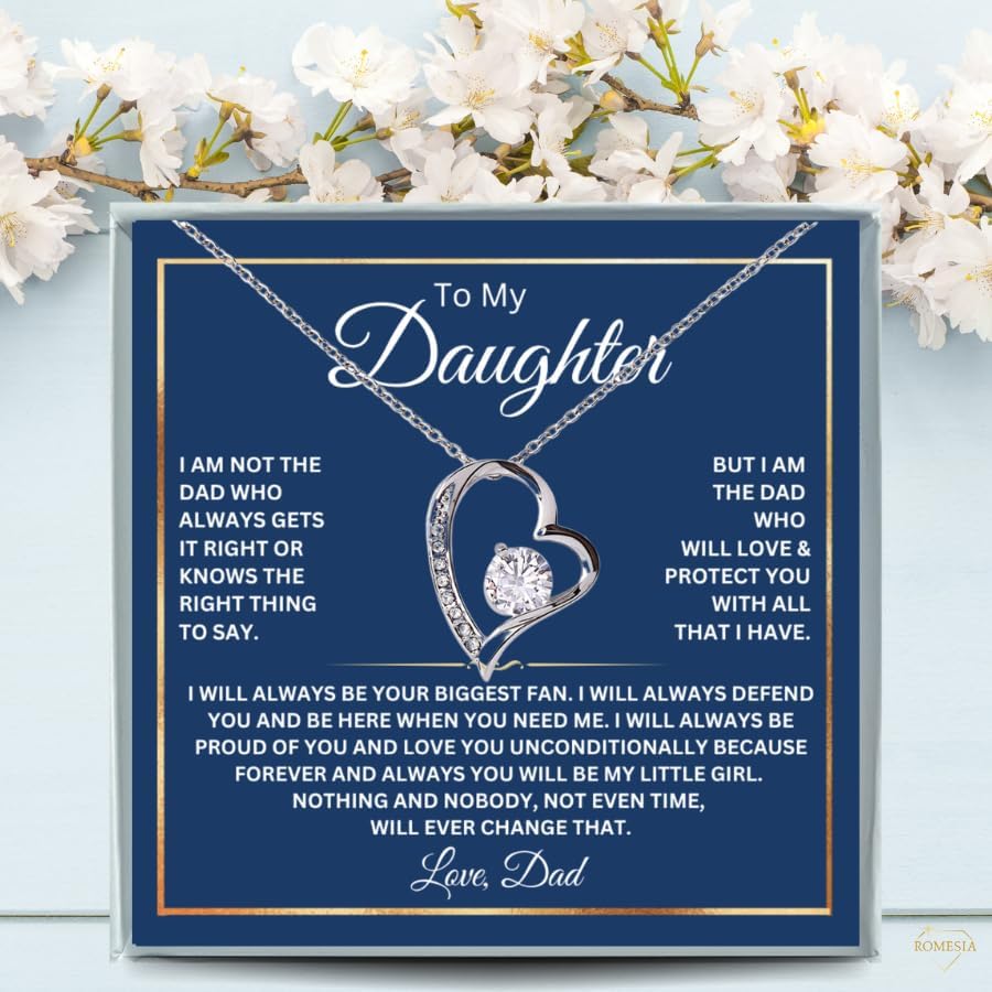 To My Daughter Necklace From Dad With Heartfelt Message, Daughter Birthday Present From Dad, Jewelry Gifts For Graduation for Her From Mom or Daddy, 14K Pendant - Image 2