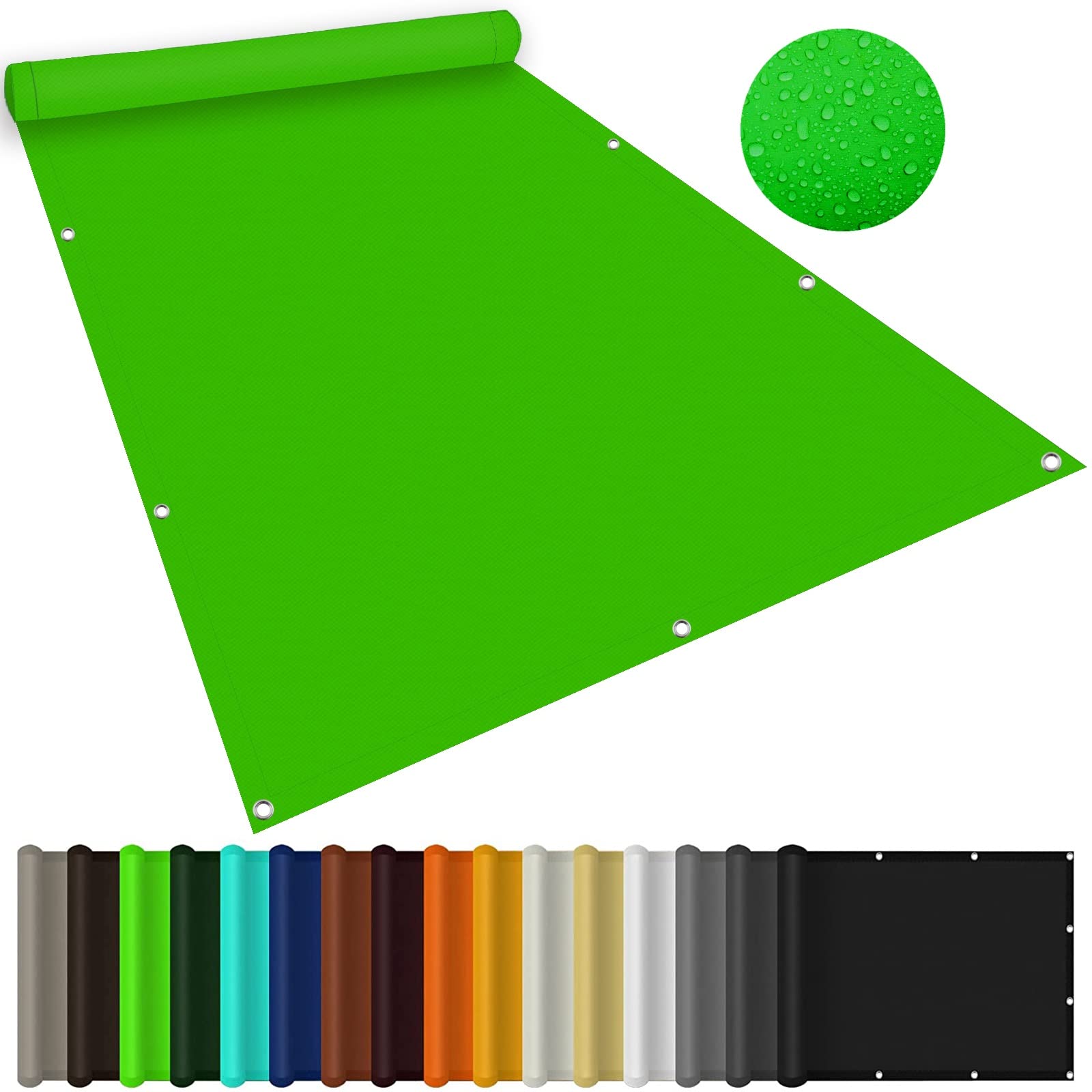 Toldo Vela de Sombra Rectangular 2 x 9 m Red de Sombra, Aktive Garden, Malla Sombreadora Impermeable Protección Solar para Patio Pérgola Exterior, Verde Tierno