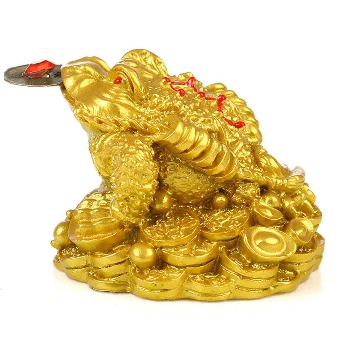 Ferricult Rana dei soldi, statua della rana Feng Shui con moneta per ricchezza e buona fortuna, arredamento per l'home office del rospo di giada cinese, Día de Pascua