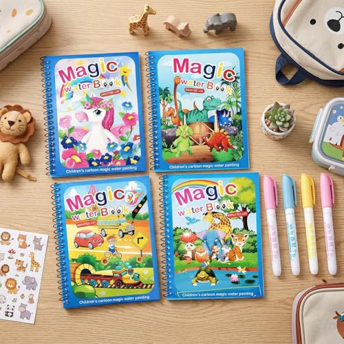 Image of Party Propz Water Painting Book for Kids - 4 Pcs Return Gifts for Birthday Party | Water Spotter Book | Watercolour Set for Kids 6-12 | Watercolor Book with Pen | Stationery Set for Kid Return Gift