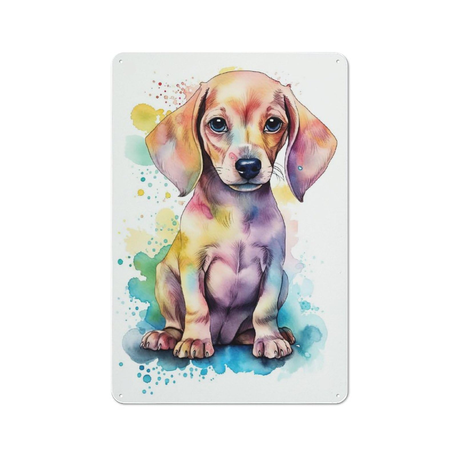 Junmoney Style-14 Cute Baby Dachshund Puppy Cafe Metal Sign 30X20cm, Shop Front Style Restaurant Wall Art For Takeaway, Bar, Kitchen Or Counter Area