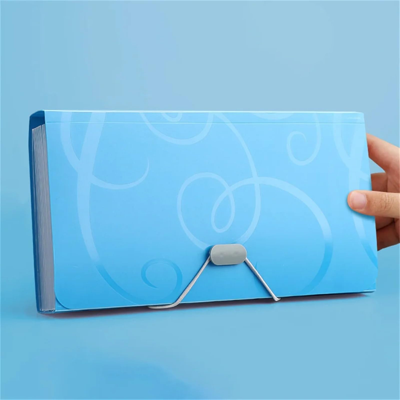 Aktenordner aus Kunststoff mit Faltmechanik, Erweiterbarer Akkordeon-Aktenordner-Organizer aus Kunststoff, A6, Blau, 175 x 110 25 mm