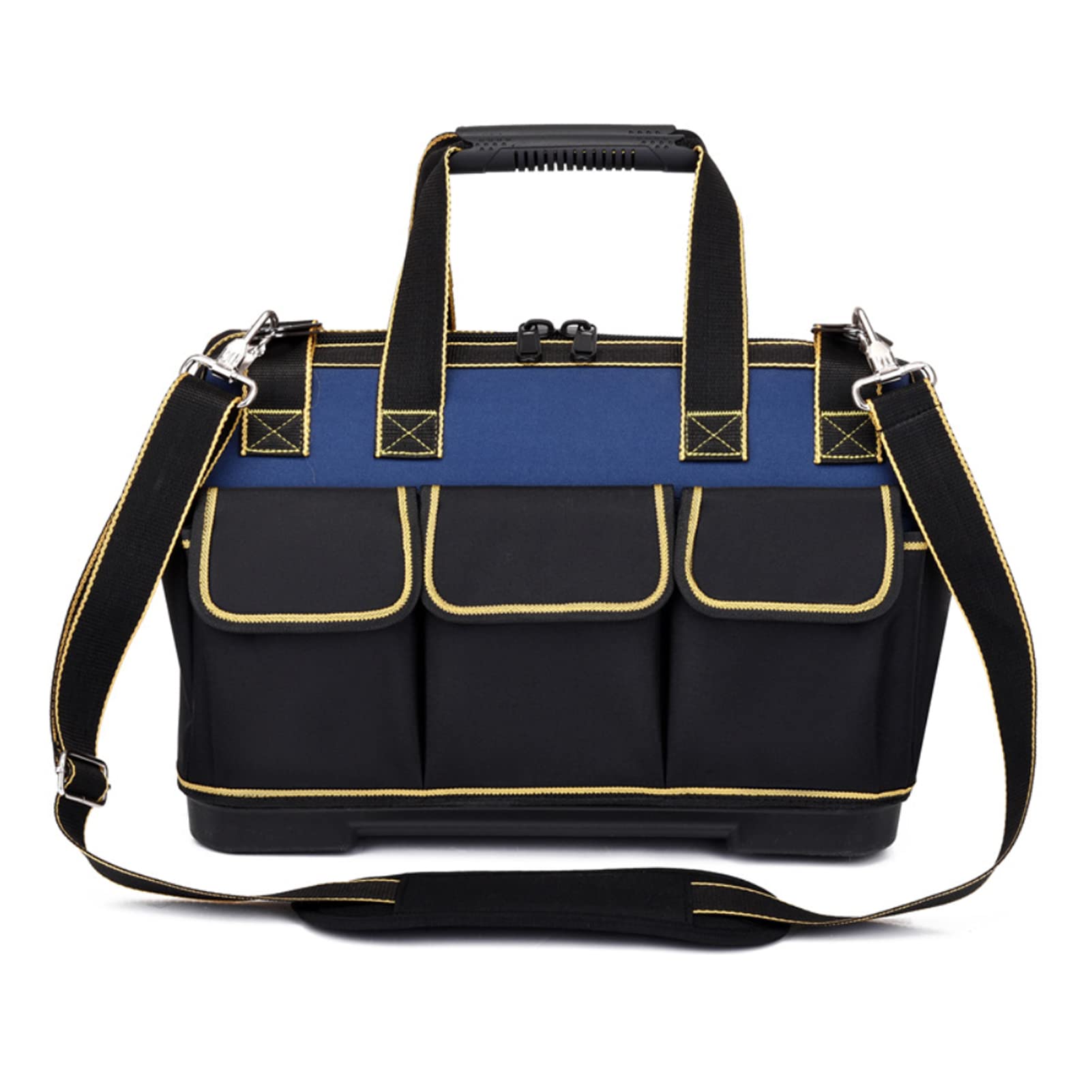 DAYONGWide Mouth Tool Bag, Multi-Pockets Tool Storage Bags, Heavy-Duty Large Capacity Tote Bag with Molded Base, Oxford Canvas Tool Organizer for Carpenter Electricians Mechanic (20inch, Black)