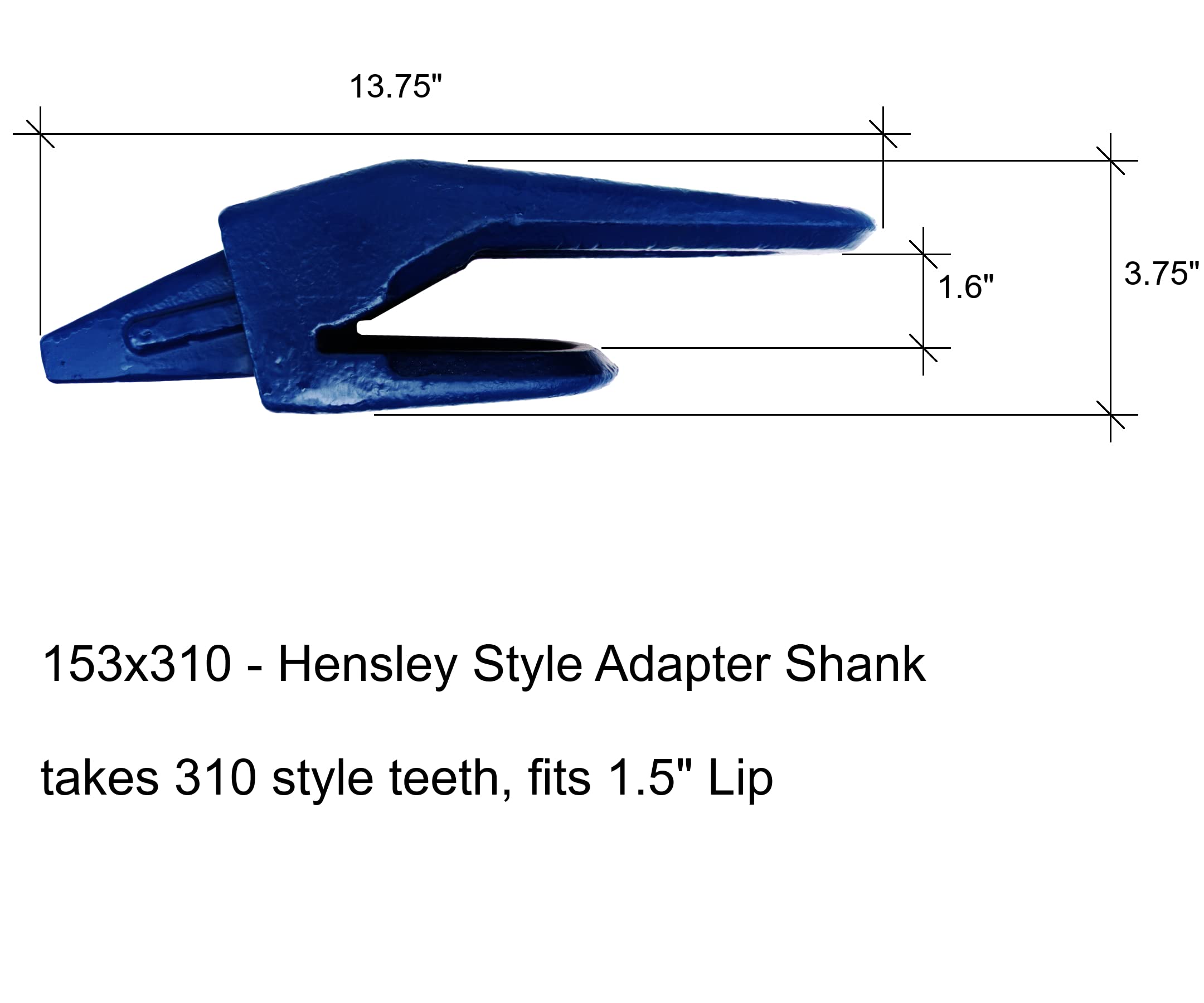 Hensley Style Parabolic Bucket Adapter Shank - 310 Series - 153x310