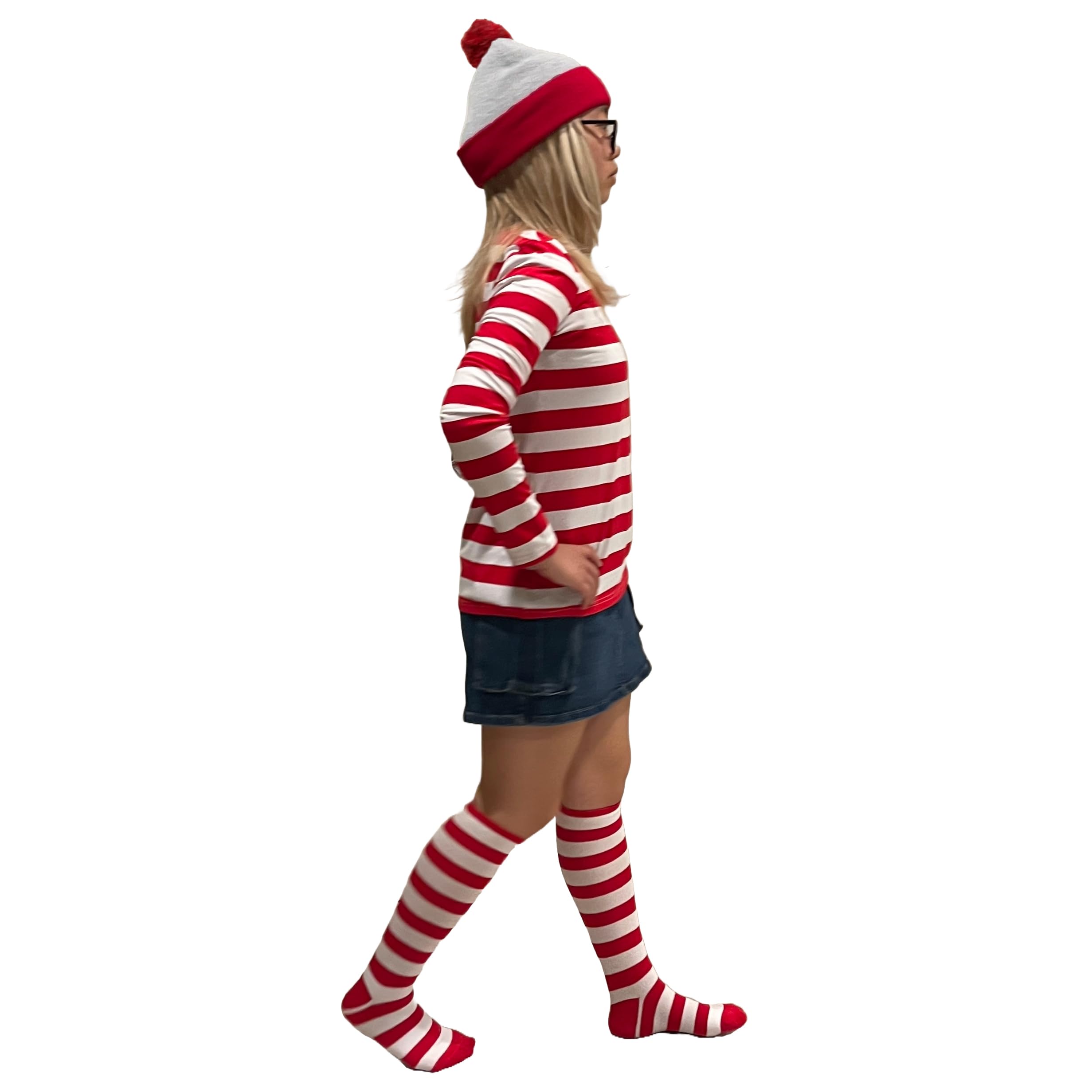 COUVER Womne Winter Cozy Acrylic Knit Beanie Hat with POM POM, White/Red, 1 Piece