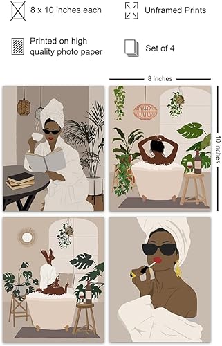 Miniatura 9 de Black Culture Bathroom Accessories LARGE 11x14 - Black African American Women Wall Art - Afro Wall Decor - Abstract Art - Minimalist Bathroom