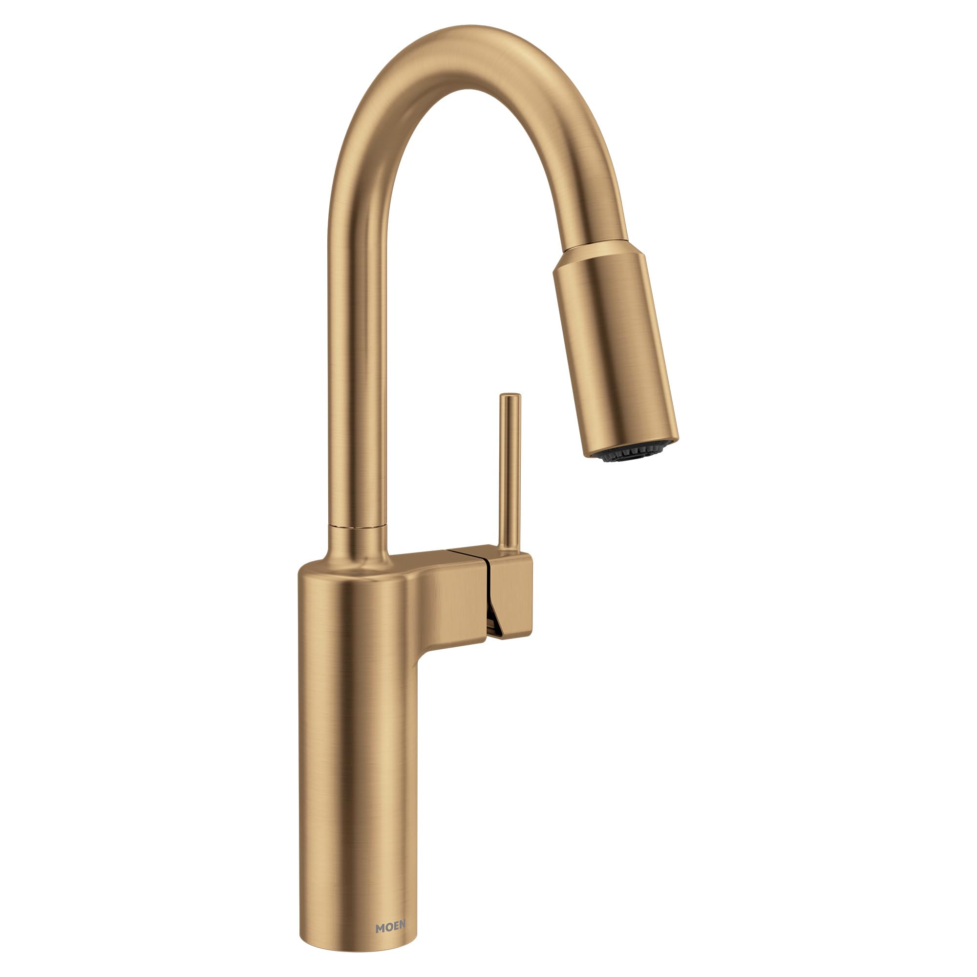 Moen Inara Bronzed Gold One-Handle High Arc Pulldown Kitchen Faucet with Power Boost, 87463BZG