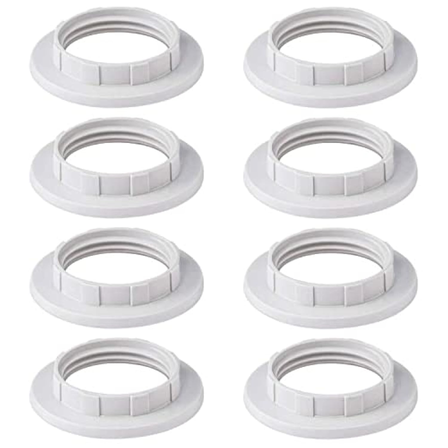 KingYH 8 Pack Lamp Shade Ring Converter E27 Plastic Lamp Shade Reducer Ring for Bedside Lamp Desk Floor Lamps Plate Light Lampshade Washer Adaptor White