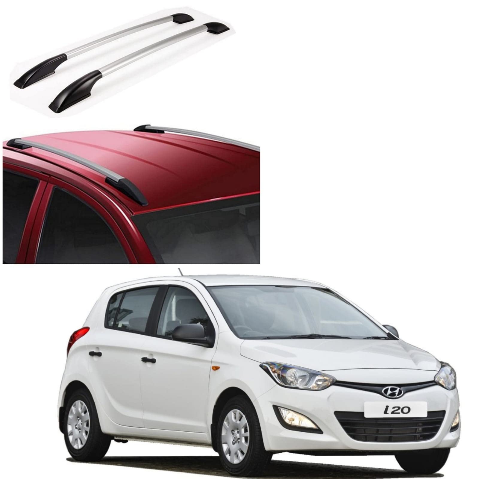 DS ENTERPRISE Drill Free Roof Rails for Hyundai i20 2008-2014 Models - Silver Color (Pack of 2)-picture-11