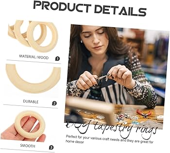 JJUNW 10 Stuks Onafgewerkte Natuurlijke Houten Ringen - 70 mm Voor Handwerk, Macramé, Knutselhangers, Verbindingsstukken, Doe-Het-Zelf