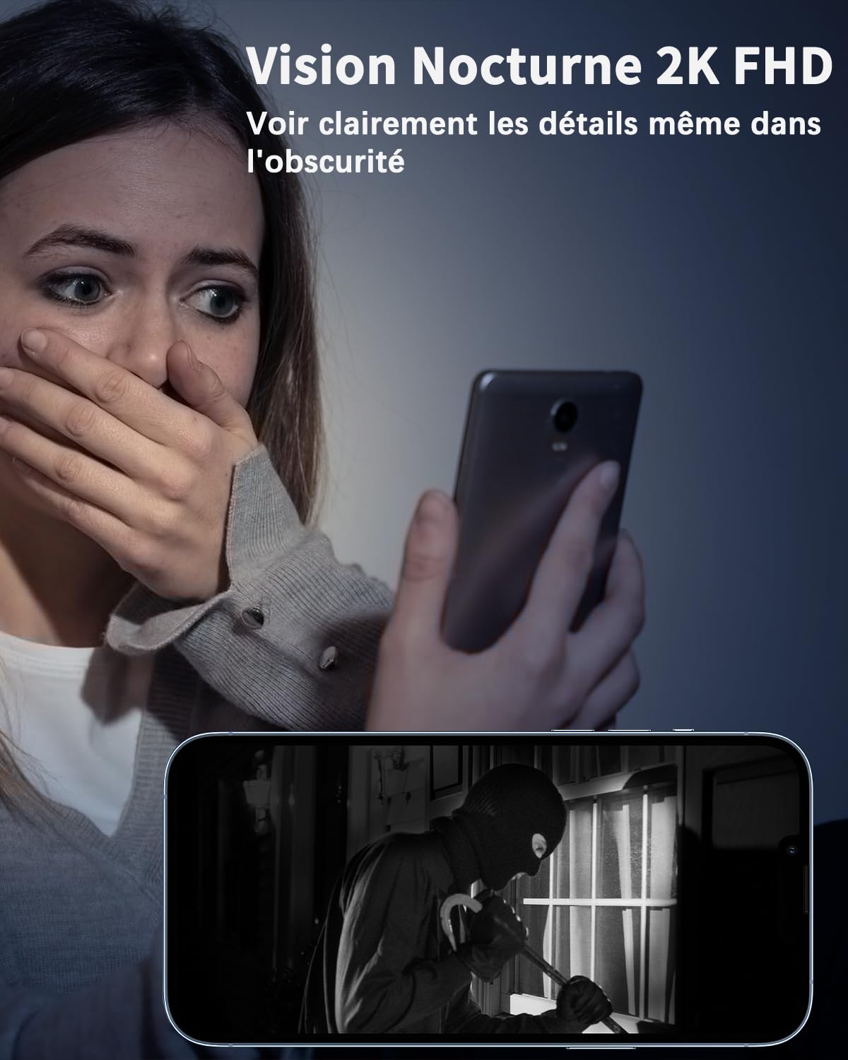 UCOCARE Sonnette sans Fil avec Camera, 2K/4MP Sonnette sans Fil Exterieur Etanche, Détection Humaine PIR, Vision Nocturne Couleur, IP67 Étanche, Supporte Le Stockage Cloud (Carillon de Batterie)