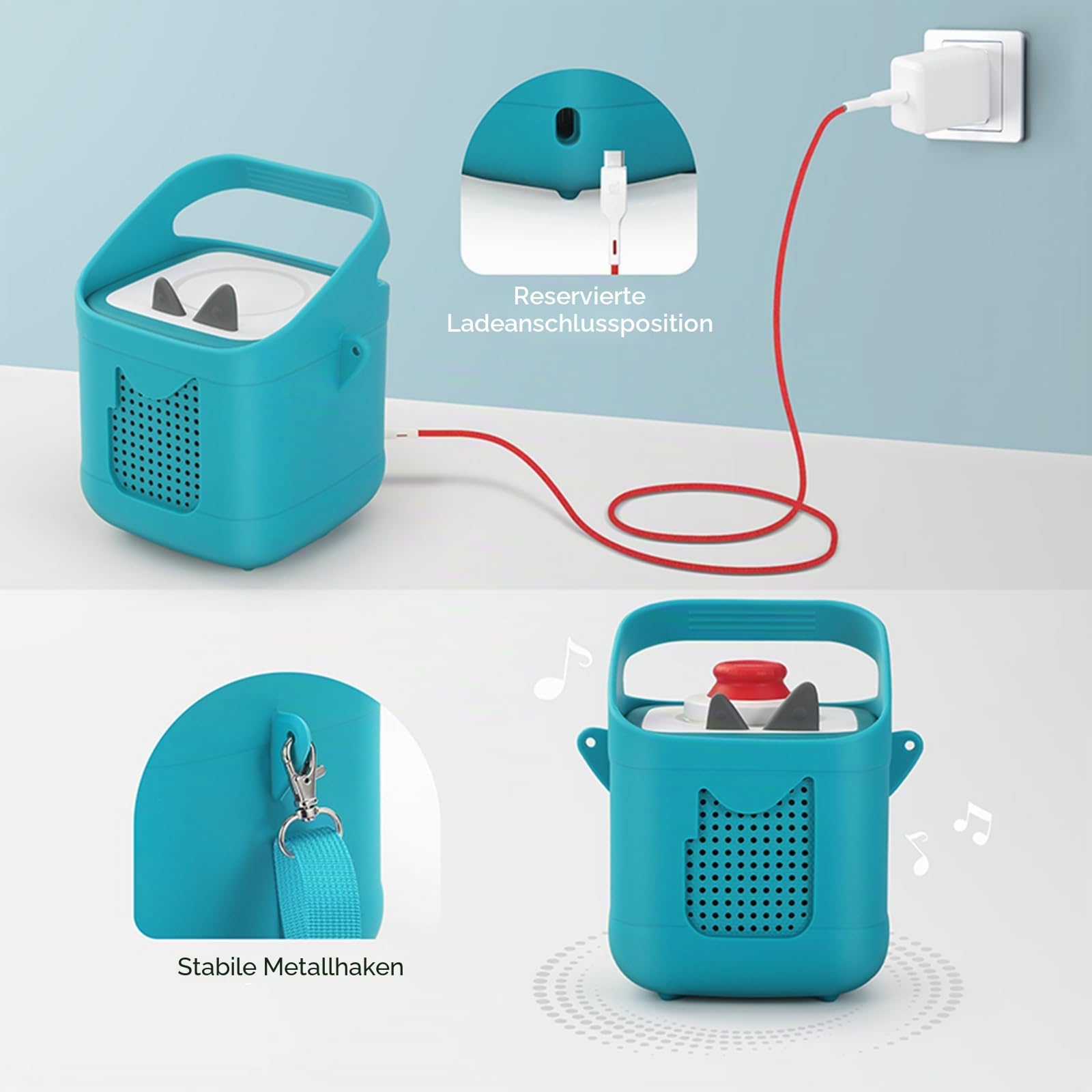 Silikon Schutzhülle Kompatibel mit Toniebox 2 & 1, Audio Player Jacke Staubdichte Hülle mit Tragegriff und Schultergurt (Grün)