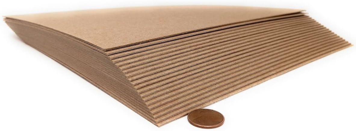 8.5 x 11 Inches 50 Point Kraft Heavy Duty Chipboard Sheets for Book Board Binding - 20 Per Pack