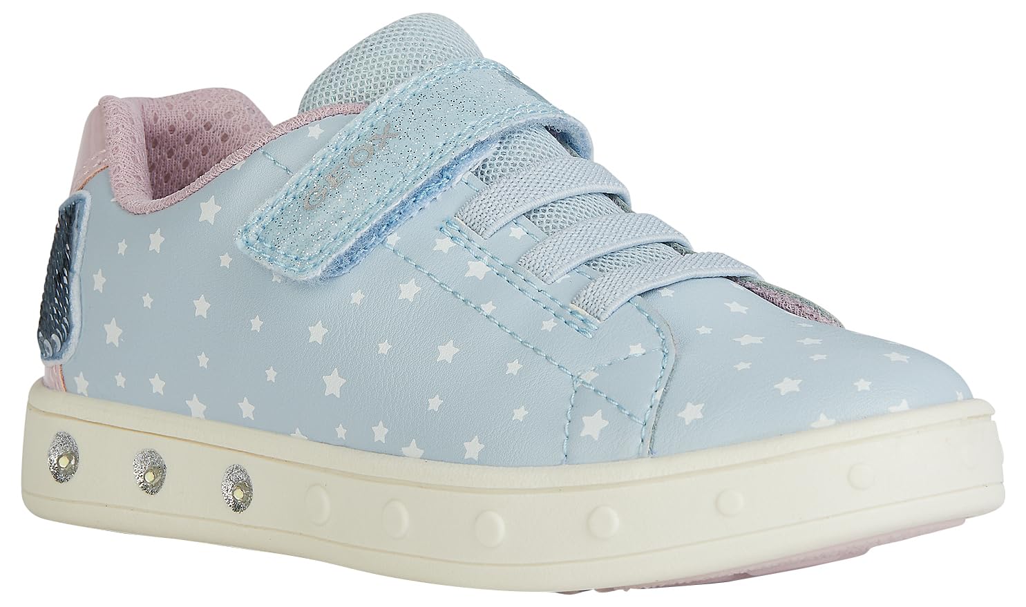 Geox Girls' J Skylin Girl C Trainers, Lt Blue Pink, 2.5 UK