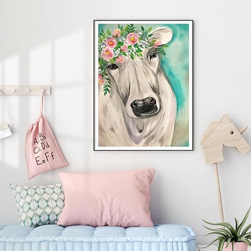 Miniatura 2 de Suyaloo Kits de pintura de diamantes 5D para adultos, kits de arte de diamantes de vaca para adultos, niños principiantes, pinturas redondas de