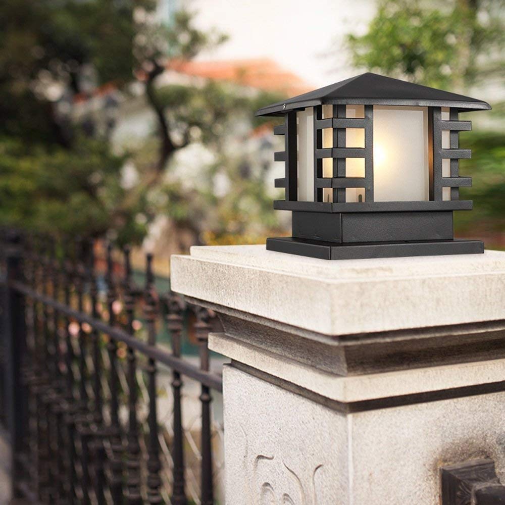 Europejskie retro oświetlenie ogrodowe, zabytkowe chińskie zewnętrzne szklane latarnie, lampa stołowa ogrodowa, lampa kolumnowa IP55, wodoodporna, słupek do drzwi willi,29cm*30cm