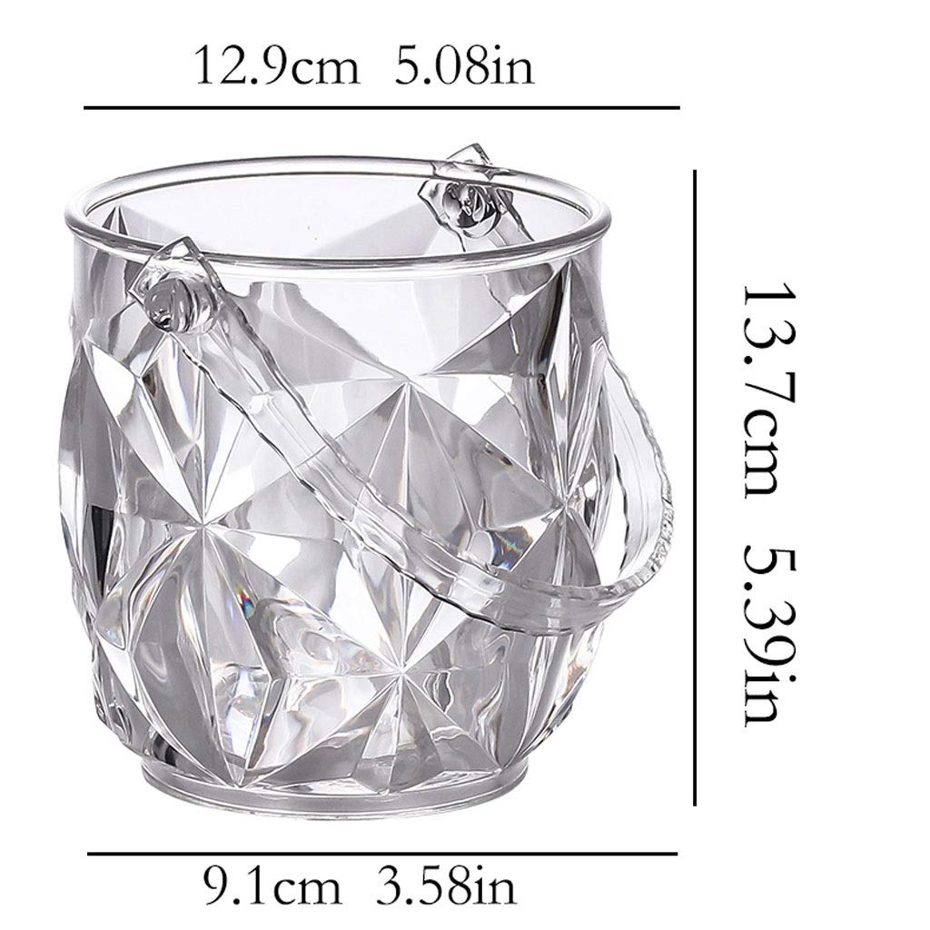 EIN Eiskübel Acryl-Kleiner EIS-Eimer mit Griff-Bar-Restaurant-Bier-Cocktail-EIS-Eimer Home Candy-Getränk-Eimer mit Edelstahl-Eisclip Eiskühler Sektkühler Eiswürfelbehälter (Color : Clear)