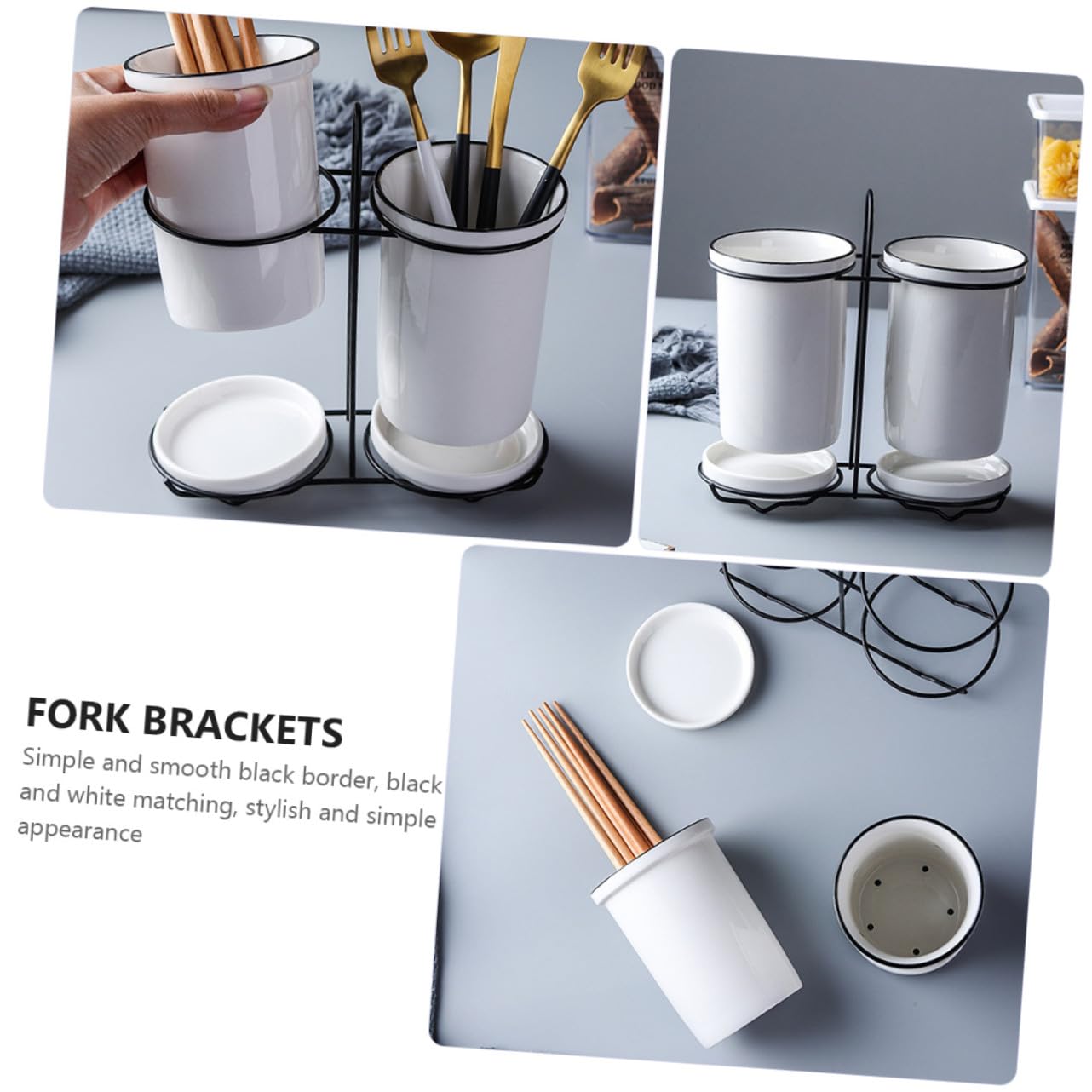 Support à Baguettes en Céramique Blanc, Lot de 1 Set de Set, Cuisine