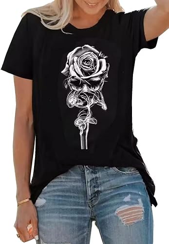 Camisas florales vintage para mujer, camisa gráfica inspiradora, camisas de plantas de flores, camisetas casuales sueltas para vacaciones
