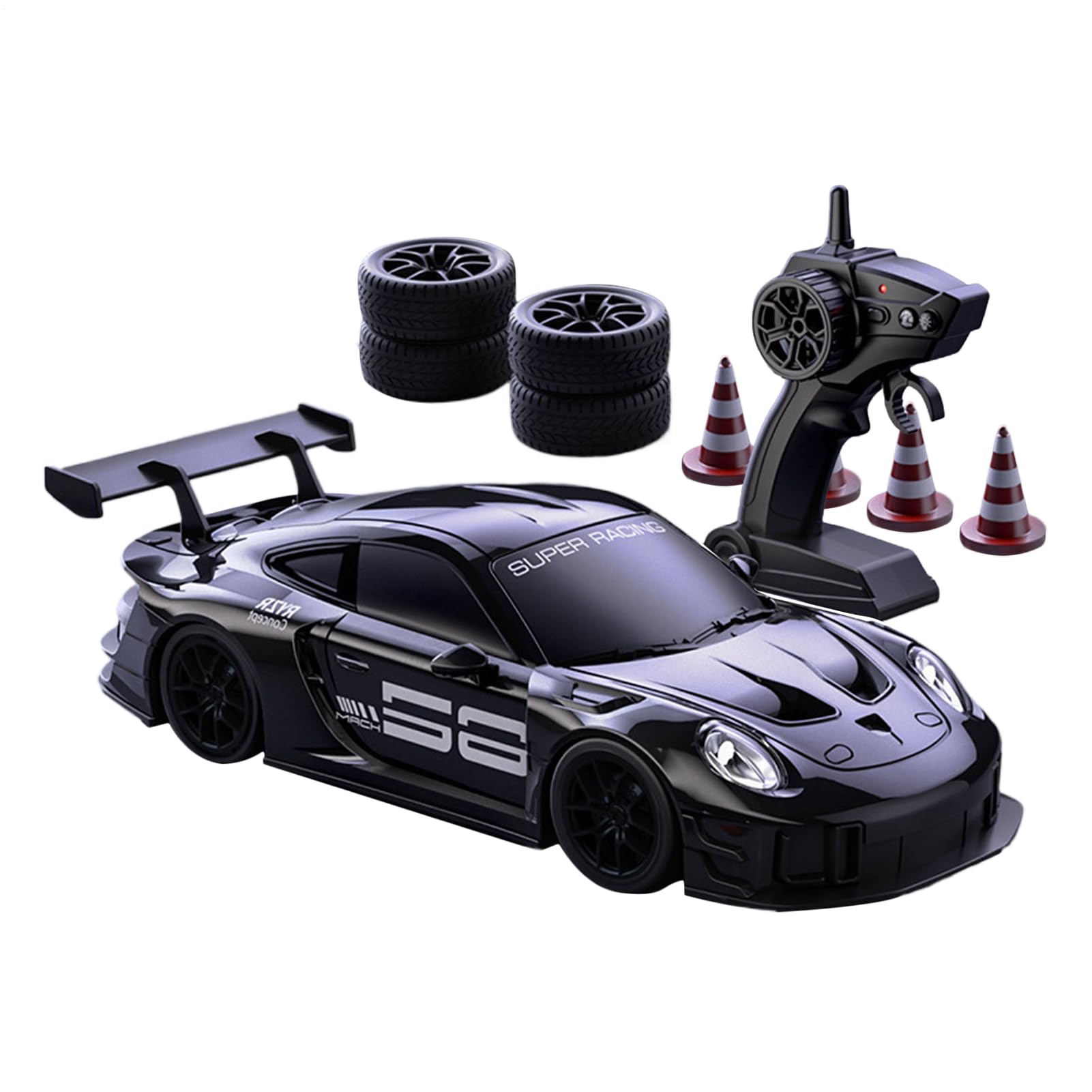 Coche Teledirigido - 1:20 Vehículo con Luces Led, Coche De Derrape RC Automóvil para Drift Deportivo De Carreras, para NiñOs Y Adultos