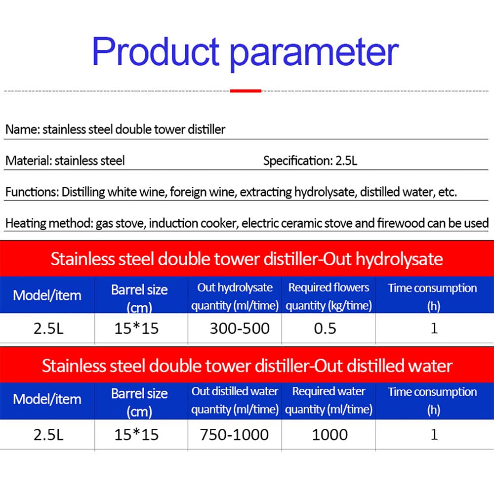 Family Brewing Distiller 304 Stainless Steel Twin Towers cooling coils with Thermometer Brewing Equipment Brewing Brandy Vodka (35L)
