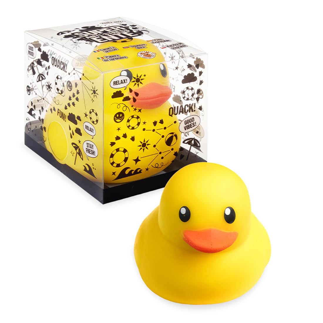 TRENDHAUS 967923 - XXL Anti-Stress Squeeze Super Badeente, ca. 19 x 15,5 x 14 cm, Squishy in Enten-Form, Stressball für Kinder und Erwachsene