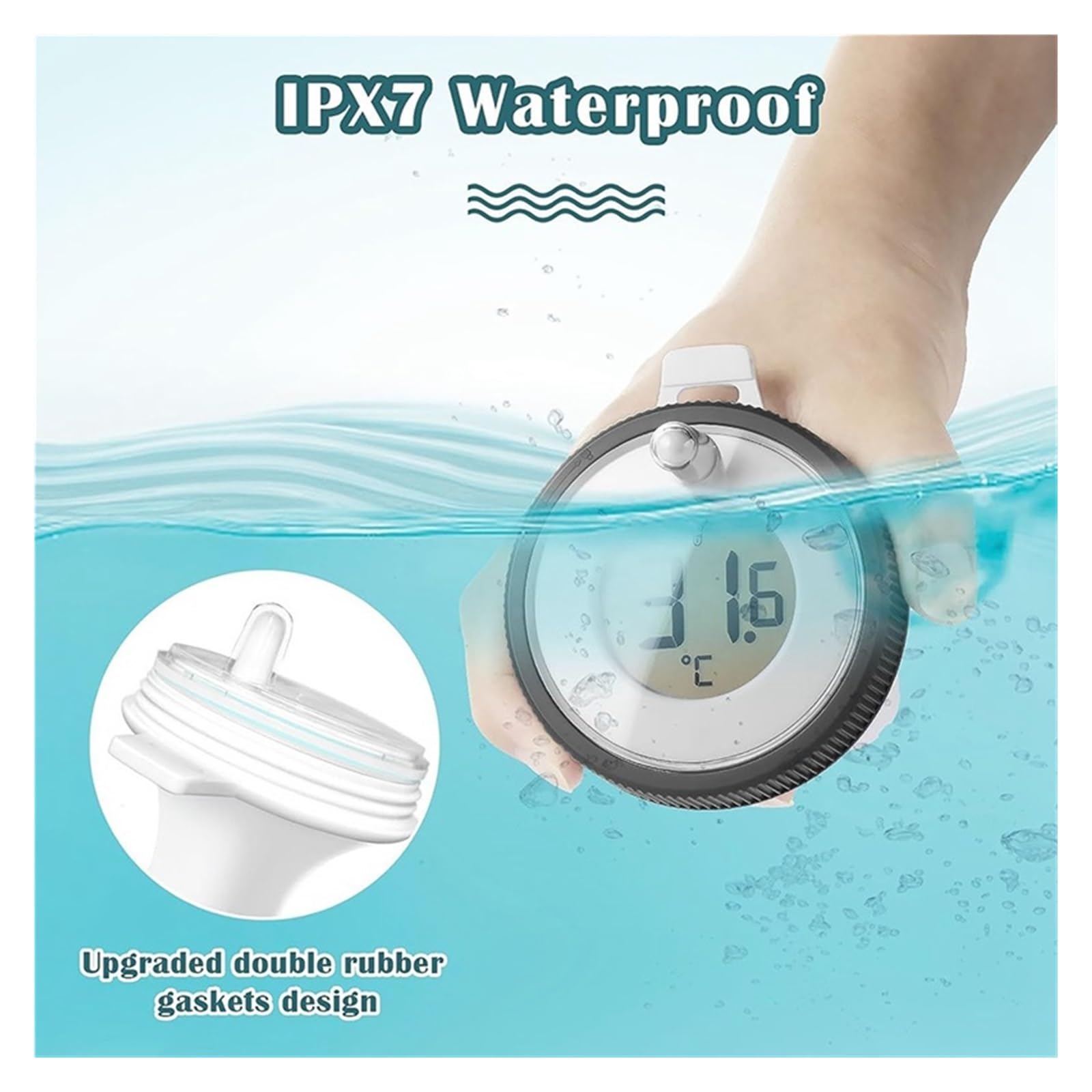 Termometro Digitale for Piscina Wireless, Galleggiante, Facile da Leggere, Impermeabile, Adatto for Piscine E Acquari. Impermeabile Secondo Ipx7