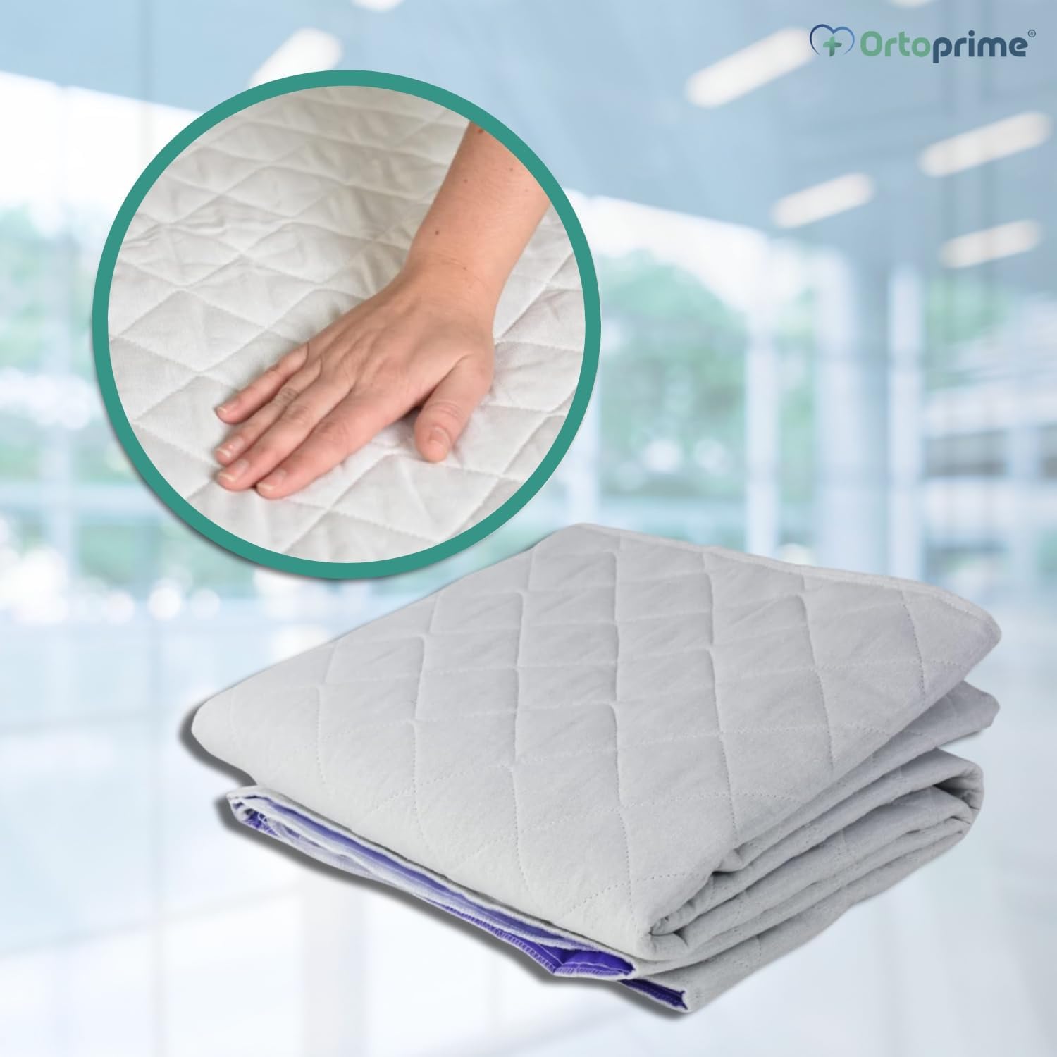 OrtoPrime Empapador Cama Super Absorbente 4,65 litros m2 + 400 Lavados - Protector Colchón 5 Capas - para Adultos Bebes y Niños - Protector Lavable con Alas - 90 x 85