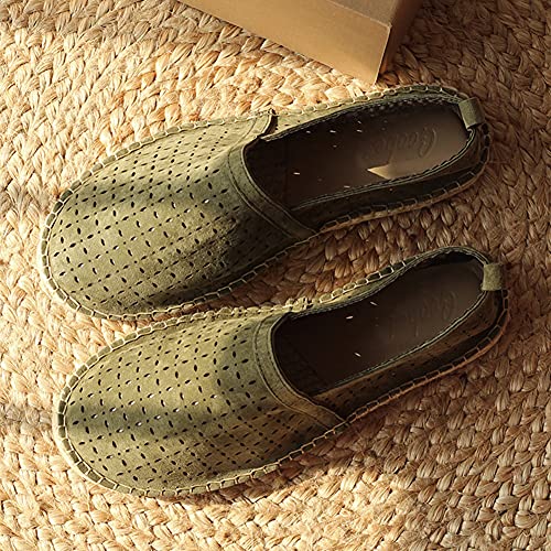 Flip Flops Men's Breathable Leather Shoes, Hollow Shoes Straw Woven Fisherman Shoes Leather Breathable Sandals4