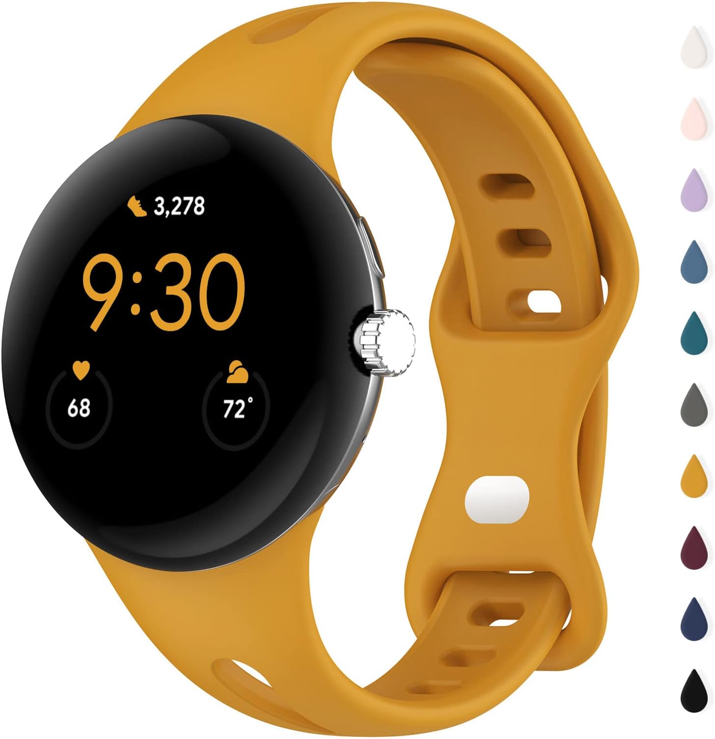 Slim Bands Compatible with Google Pixel Watch 4 3 (41mm)/Pixel Watch 2 1, Adjustable Breathable Soft Silicone Sport Replacement Watch Band Straps Wristbands Bracelet for Google Pixel Watch